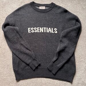 Mens Essentials FOG Fear of God Jacquard Knit Cotton Crewneck Sweater